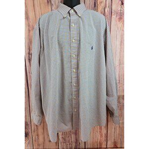 Ralph Lauren Mens 3XB Big Checkered Button-Down Shirt Orange/Blue